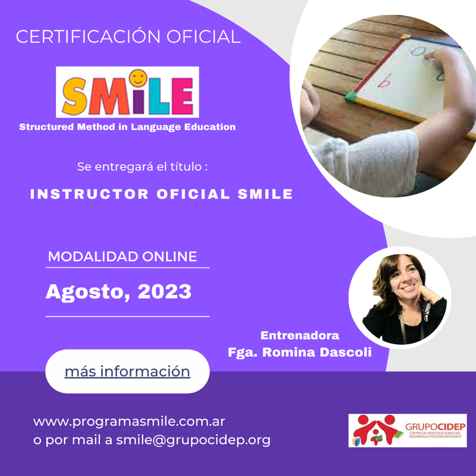 Smile CERTIFICACIÓN OFICIAL MÉTODO SMILE en español Modalidad Online AGOSTO 2023